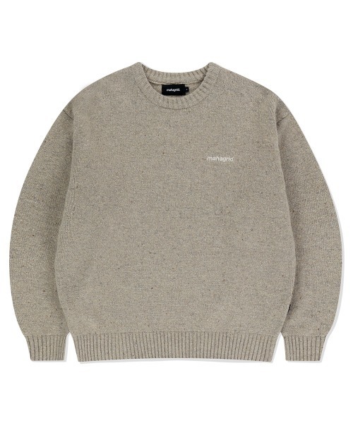 ニット セーター 「mahagrid/マハグリッド」 BASIC LOGO NEP KNIT SWEATER/ベーシックロゴ ネップニットセーター レ