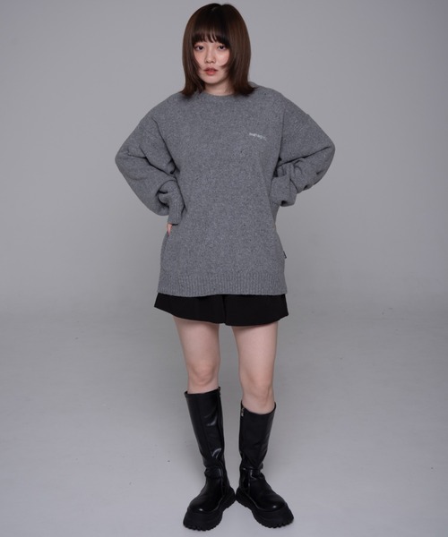 ニット セーター 「mahagrid/マハグリッド」 BASIC LOGO NEP KNIT SWEATER/ベーシックロゴ ネップニットセーター レ MAHAGRID ニット セーター 「mahagrid/マハグリッド」 BASIC