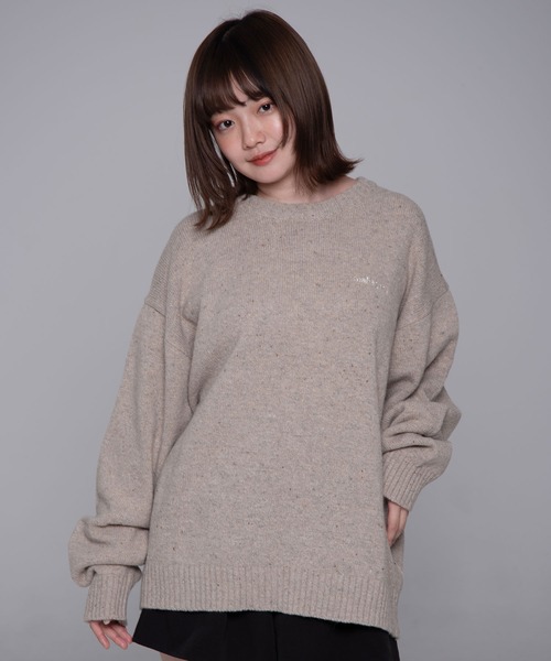 ニット セーター 「mahagrid/マハグリッド」 BASIC LOGO NEP KNIT SWEATER/ベーシックロゴ ネップニットセーター レ mahagrid/マハグリッド』BASIC LOGO KNIT SWEATER/ベーシック