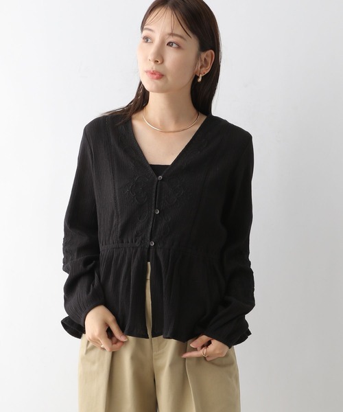 LEPSIM ブラウス シャツ 刺繍ペプラムブラウス 128200