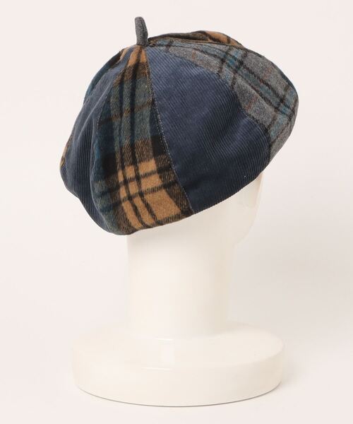 polcadot 帽子 ベレー帽 CRAZY PATCH BERET／チェック パッチ