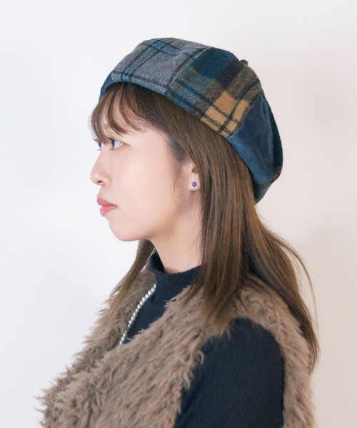 LAULHÈRE パッチワーク ベレー帽 グレー ロレール ベレー帽 AUTHENTIC WL（オーセンティック ウール