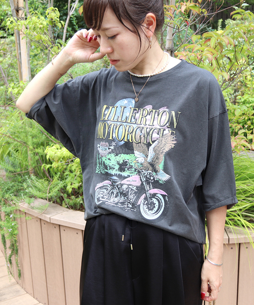 tシャツ 「MICA＆DEAL×GOOD ROCK SPEED」ロックT / 5分袖 / プリントTシャツ / コラボ レディース MICA&DEAL×GOOD ROCK SPEED】ロックT / 5分袖 / プリントTシャツ