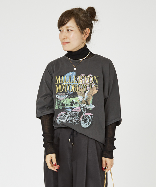 tシャツ 「MICA＆DEAL×GOOD ROCK SPEED」ロックT / 5分袖 / プリントTシャツ / コラボ レディース MICA&DEAL×GOOD ROCK SPEED】ロックT / 5分袖 / プリントTシャツ
