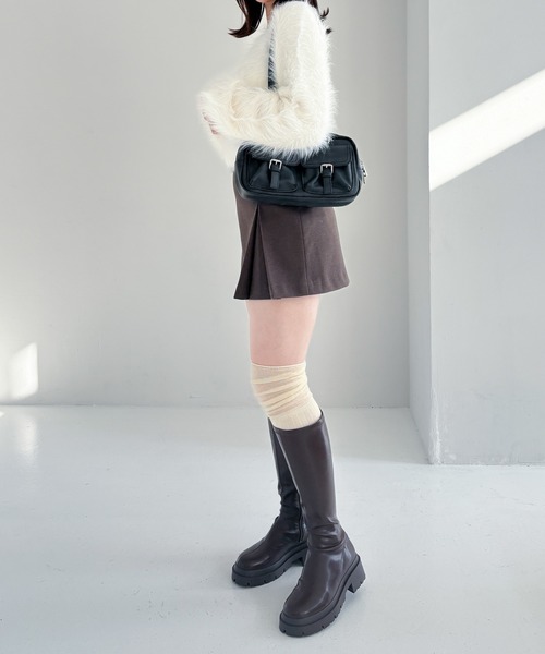 ホワイト ブラック ハンドバッグ Heather ショルダーバッグ バッグ WポケットショルダーBAG