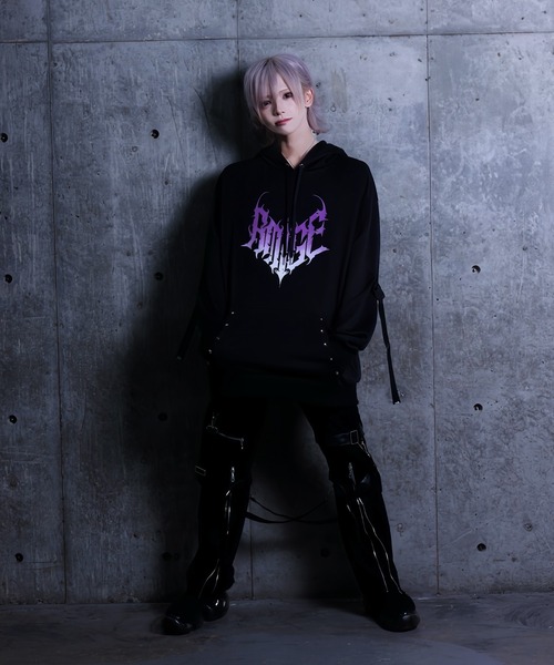 【Amilige】ロゴグラデーションパーカー　ブラック×ブルー Amiligeロゴグラデーションパーカー– A AM STUDIO