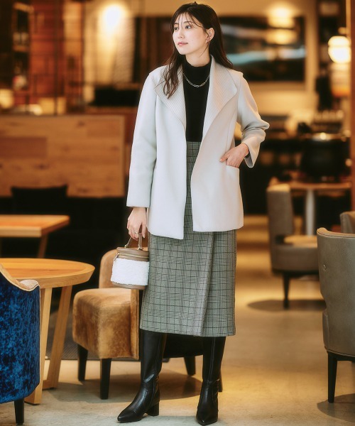 7days Life Styling ノーカラーコート コート ショールカラーウール調