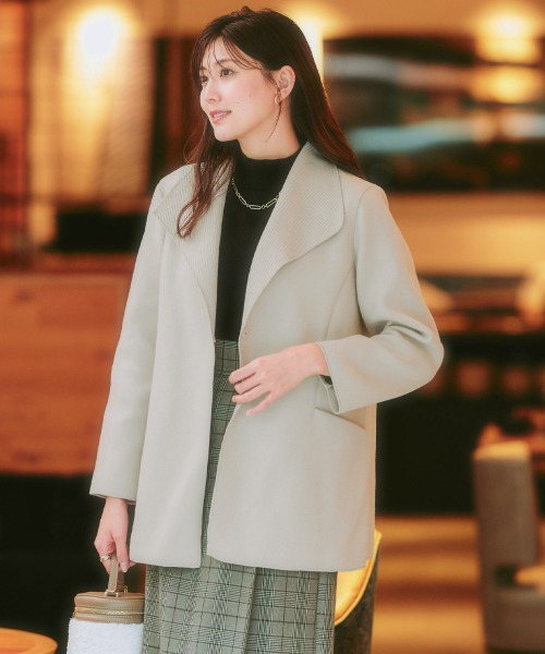 7days Life Styling ノーカラーコート コート ショールカラーウール調