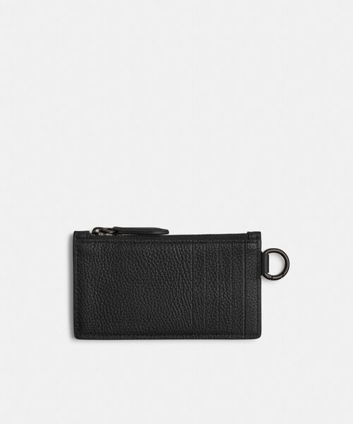 coachブラックレザー カードケース ジッパー付き COACH カードケース ジップ カード ケース・ラブド レザー