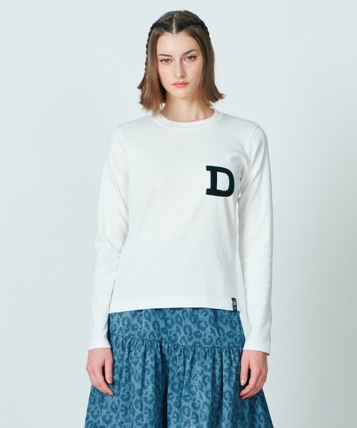 DOUBLE STANDARD CLOTHING tシャツ Dロゴ刺繍ロングスリーブT