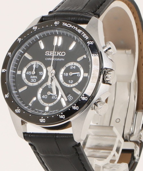 腕時計 SEIKO セイコー/ クロノグラフ 10気圧防水 レザーバンド ラウンドフェイス 腕時計 //// 日本製クォーツ メンズ レディースの画像