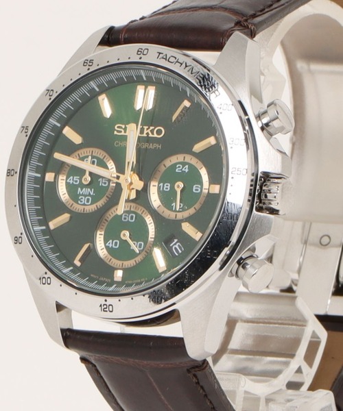 メンズ 腕時計 セイコー クロノグラフ 10BAR防水 ブラック文字盤 稼働品 SEIKO（セイコー） 腕時計 セイコー/ クロノグラフ 10気圧防水 レザー