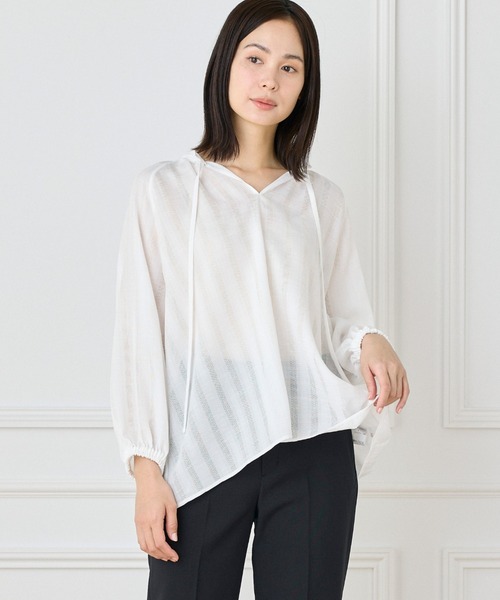tシャツ からみ織ブラウス レディース