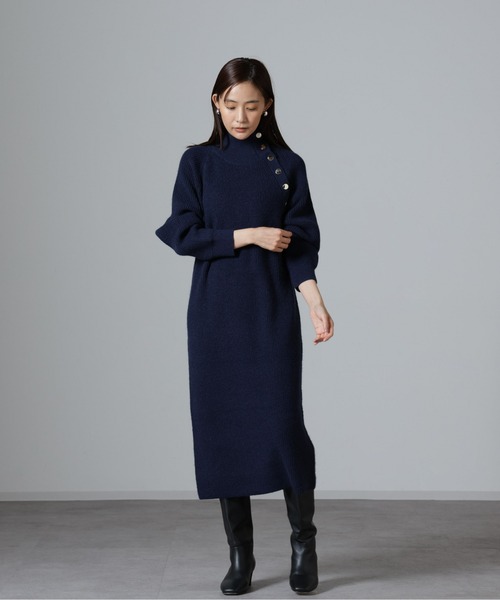 「NANO universe」 ニットワンピース FREE ネイビー レディース_画像7