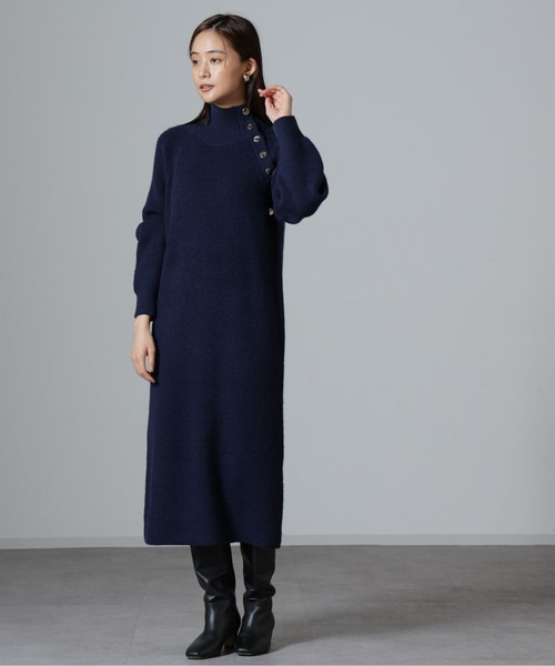 「NANO universe」 ニットワンピース FREE ネイビー レディース_画像8