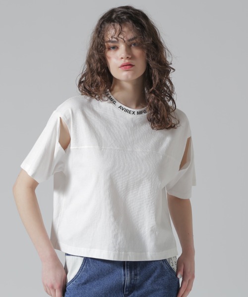 AVIREX tシャツ OPEN COLLAR PRINT T-SHIRT/オープンカラー