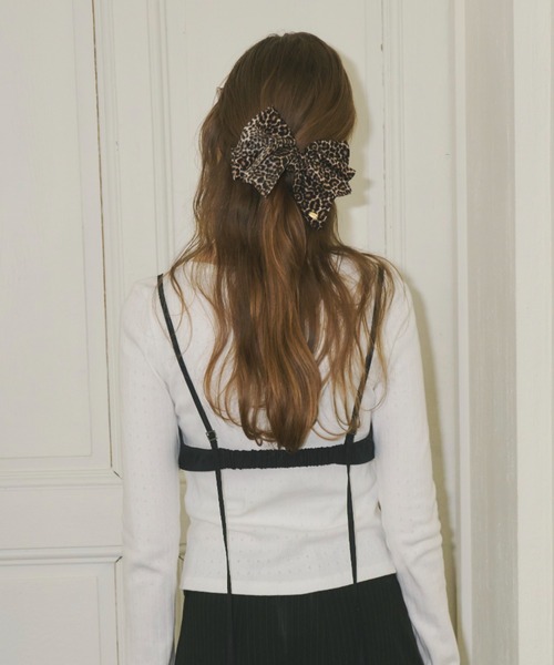 GIUNON ヘアクリップ leopard ribbon barrette / レオパード