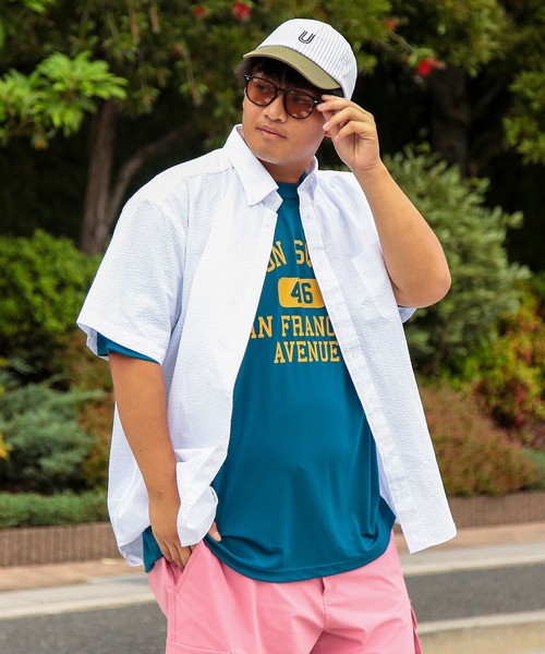 半袖 ブルー B＆T CLUB シャツ (ビーアンドティークラブ) COOLMAX シア