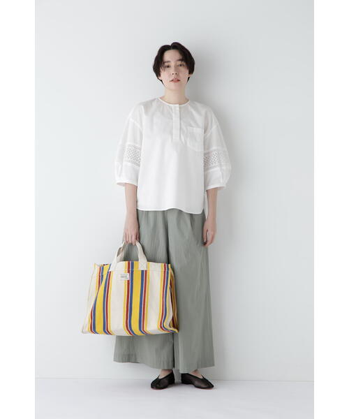 human woman パンツ エアリーコットンタックワイドパンツ