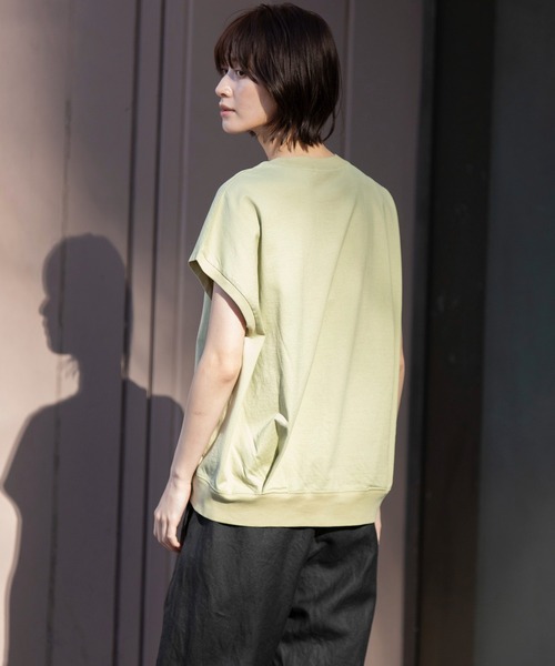 試着のみ新品 FENDI 24年春夏コレクション セレリア クロップド Tシャツ レディース】GAUZE JERSEY DOUBLE SLEEVE TOP | FUMIKA_UCHIDA