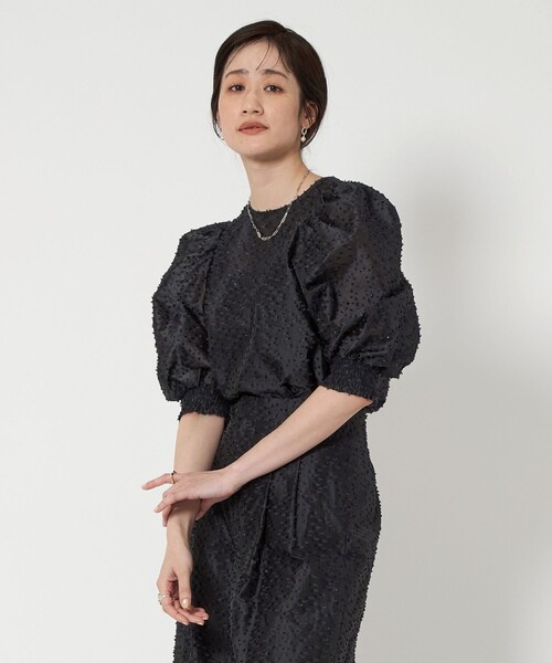UNITED ARROWS ブラウス シャツ カットジャガード パフスリーブ