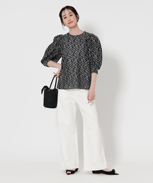 UNITED ARROWS ブラウス シャツ カットジャガード パフスリーブ