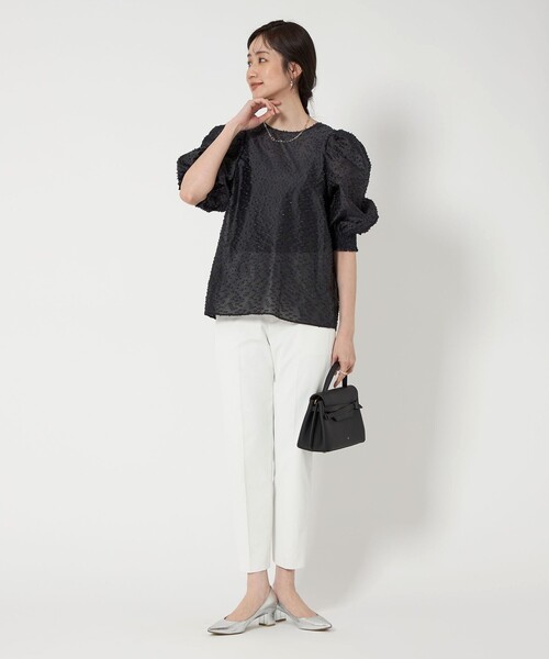 UNITED ARROWS ブラウス シャツ カットジャガード パフスリーブ