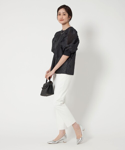 UNITED ARROWS ブラウス シャツ カットジャガード パフスリーブ