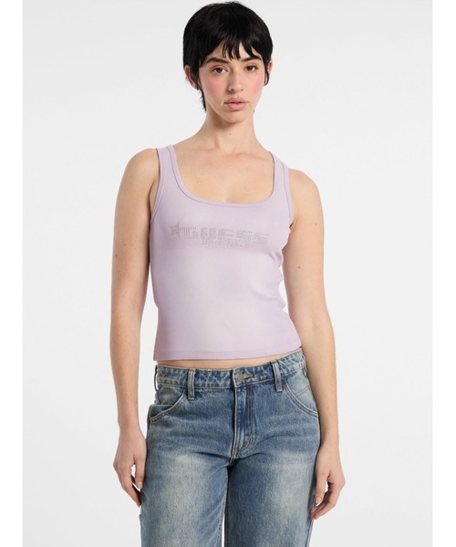 GUESS タンクトップ ノースリーブ Originals Rhinestone Tank