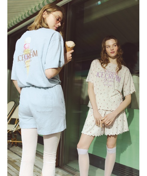 すぐ届く gelato pique【冷感】ICE CREAM 部屋着 ショートパンツ gelato pique パジャマ ルームウェア 「接触冷感」アイス柄