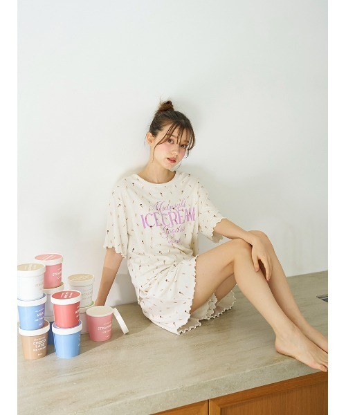すぐ届く gelato pique【冷感】ICE CREAM 部屋着 ショートパンツ gelato pique パジャマ ルームウェア 「接触冷感」アイス柄