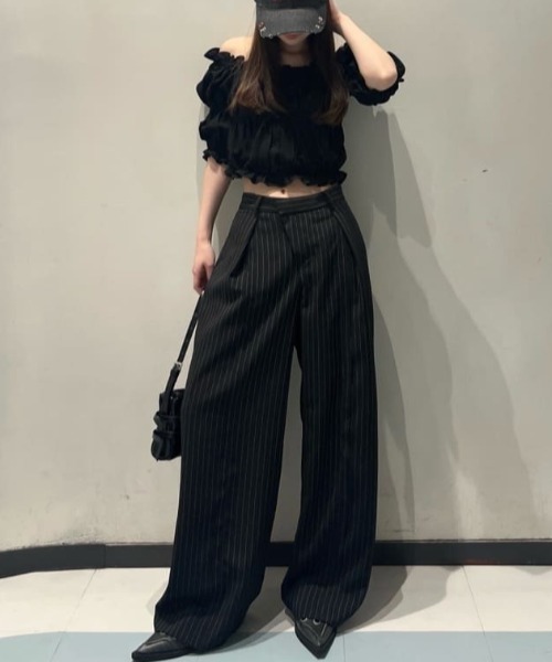 SLY スラックス パンツ CENTER TAPE TUCKED TROUSERS センター