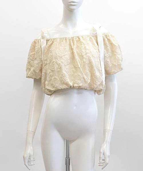 ブラウス シャツ off shoulder ribbon blouse レディース ブラウス シャツ オフショルリボン しわ加工ブラウス レディース