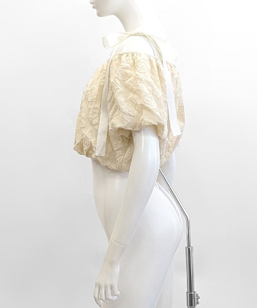 ブラウス シャツ off shoulder ribbon blouse レディース Riff ブラウス シャツ 肩リボンレースオフショルトップス