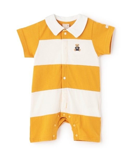 petit main ベビー服 ロンパース 切替ラガーカバーオール
