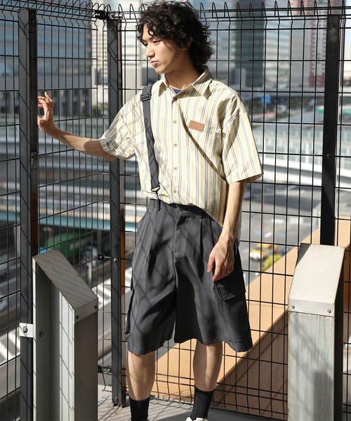 カーゴパンツ サスペンダー付きカーゴショーツ メンズ