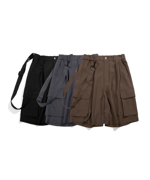 カーゴパンツ サスペンダー付きカーゴショーツ メンズ