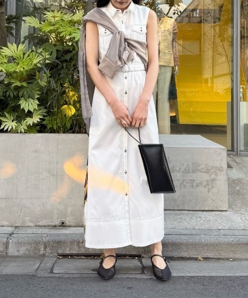 ラブレス LOVELESS スカーフ柄ノースリーブシャツワンピース レディース LOVELESS シャツワンピース バックスカーフノースリーブ