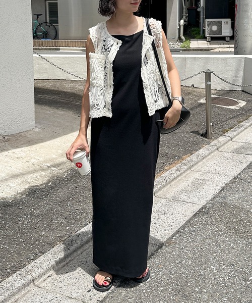 値下げ　SONO ティアード　ジレ　ベスト セール】【セットアップ対応】ヘザーエステルツイルノーカラー