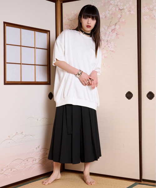 Ellno Loset tシャツ 「狐独」フォックス刺繍ルーズTシャツ