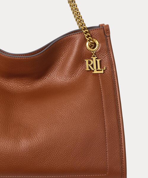 LAUREN RALPH トートバッグ ペブルド レザー ラージ Bradley