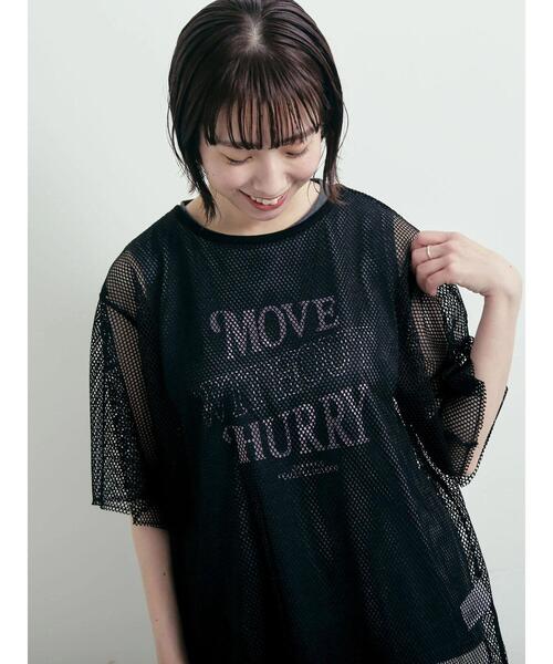Samansa Mos2（サマンサモスモス） tシャツ メッシュTシャツ＆プリント