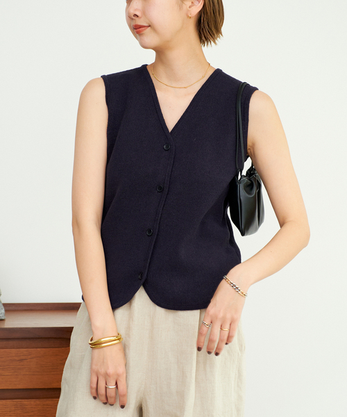 美品 Plage Vネック ノースリーブベスト オーバーベスト プラージュ pr14050011-1.jpg