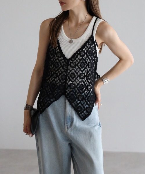 Bonjour Sagan（ボンジュールサガン） キャミソール かぎ編みレース