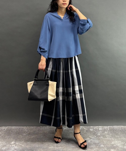 NICOLE white（ニコルホワイト） ロング スカート チェックスカート