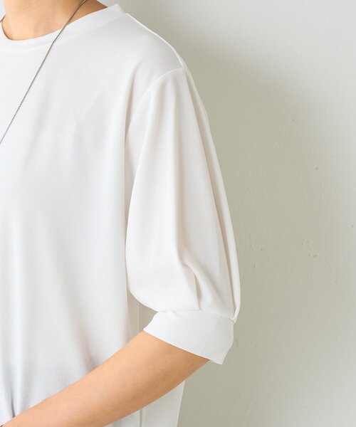 ビアズリーホワイト Tブラウス　バックギャザー BEARDSLEY tシャツ Tブラウス「2サイズ展開」 レディース