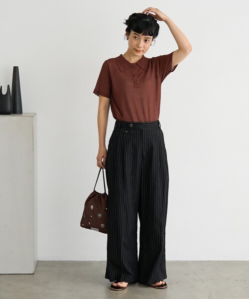 メッシュ サマーニット シアー ボーダー ポロシャツ 2色 hr9631 FREAK'S STORE ポロシャツ ポロ マルチボーダー シアーポロ