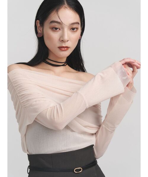 LAGNAMOON フレアスリーブオフショルチュールトップス LAGUNAMOON tシャツ フレアスリーブオフショルチュールトップス