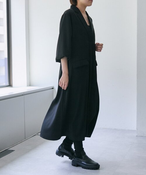 ワンピース SEN セール】 【JAPAN FABRIC】リンクルアセテートサテンワンピース
