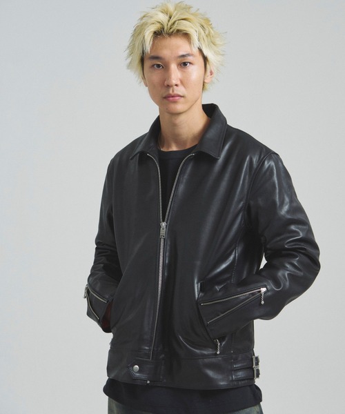 JACKROSE ブラック ライダースジャケット 中古・古着通販】jackrose (ジャックローズ) ダブルライダース
